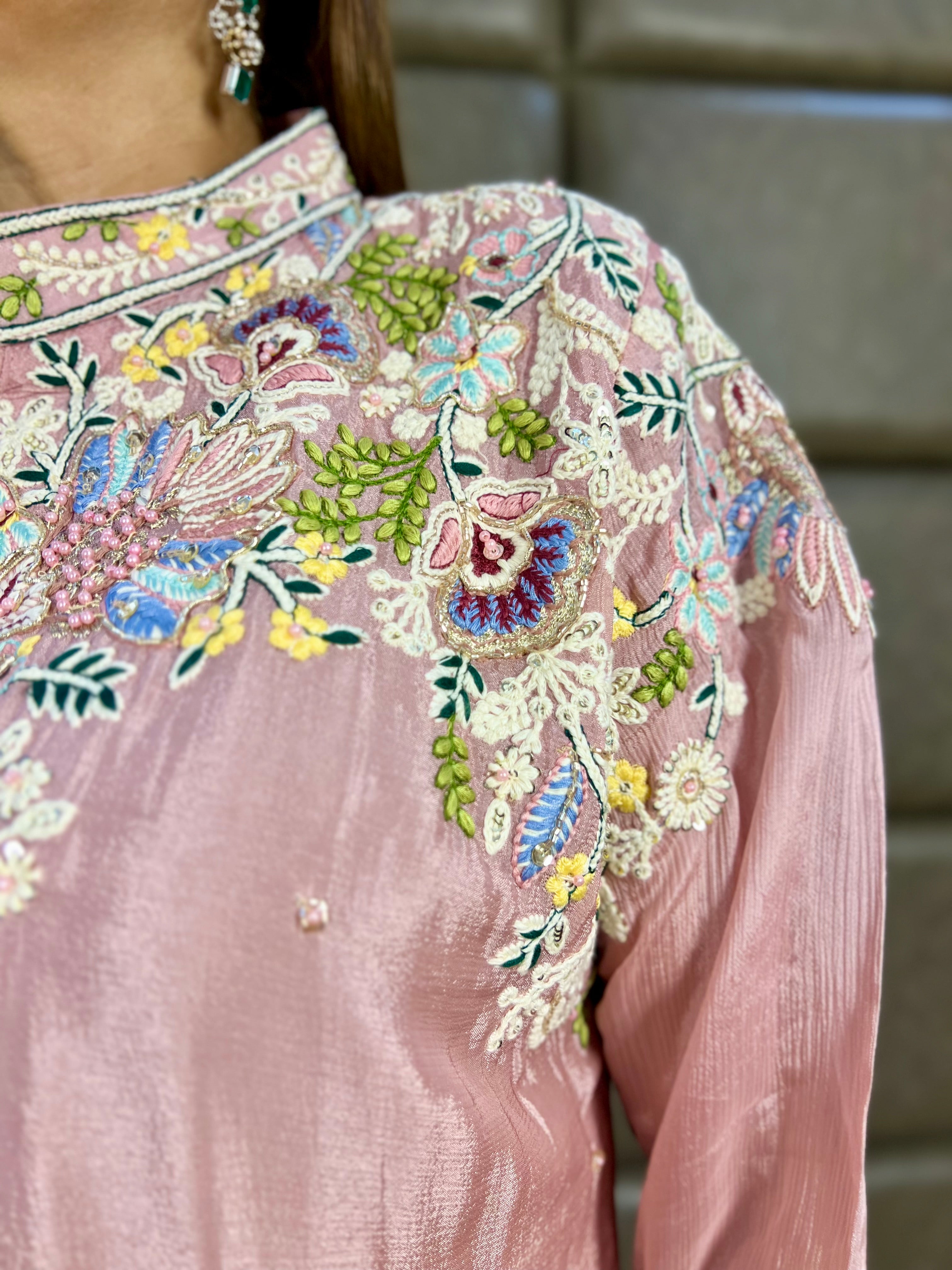 Thousand Multi-Thread Embroidery Chinon Sharara Set