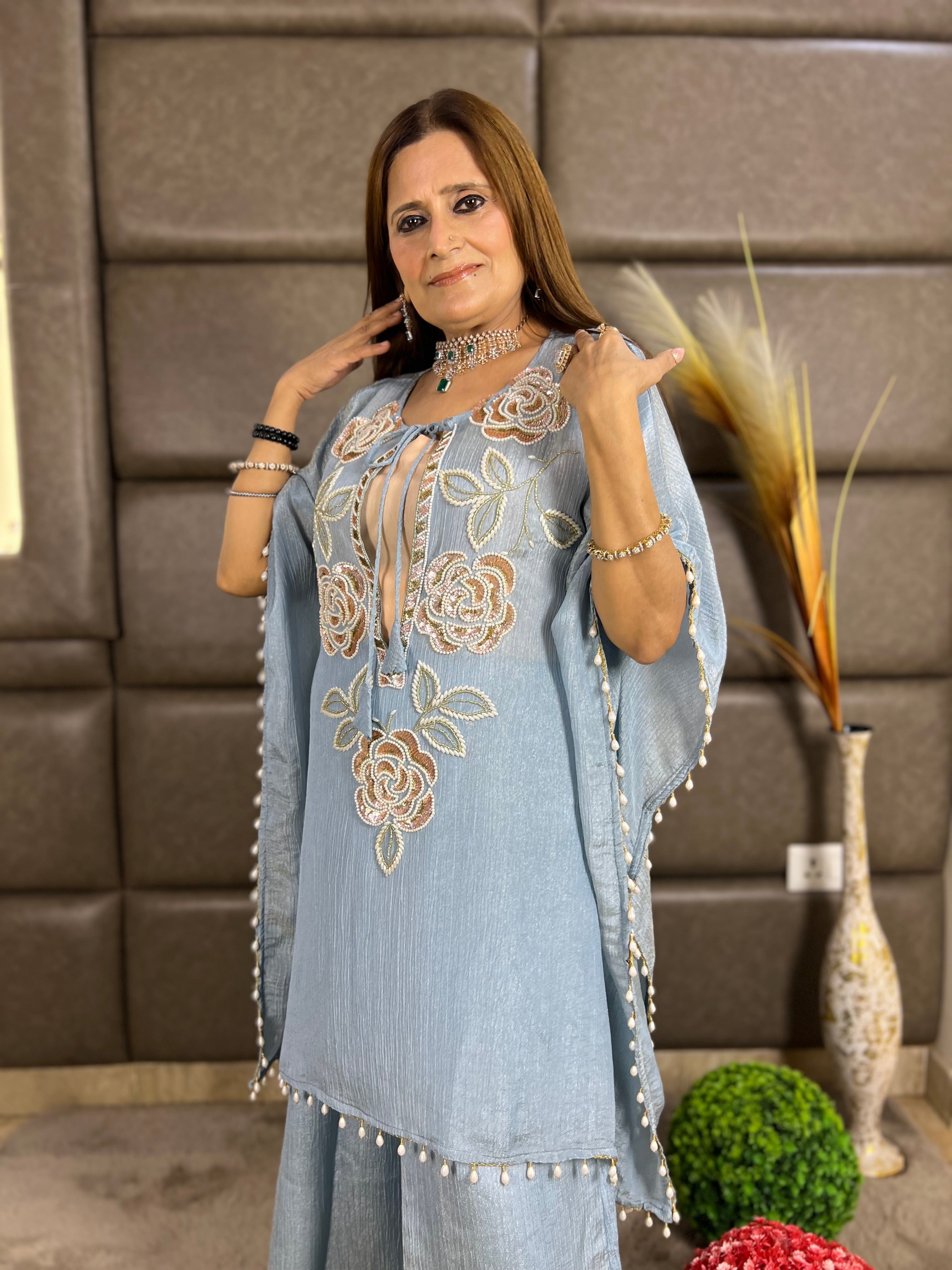 Petal work kaftaan - 3 piece set