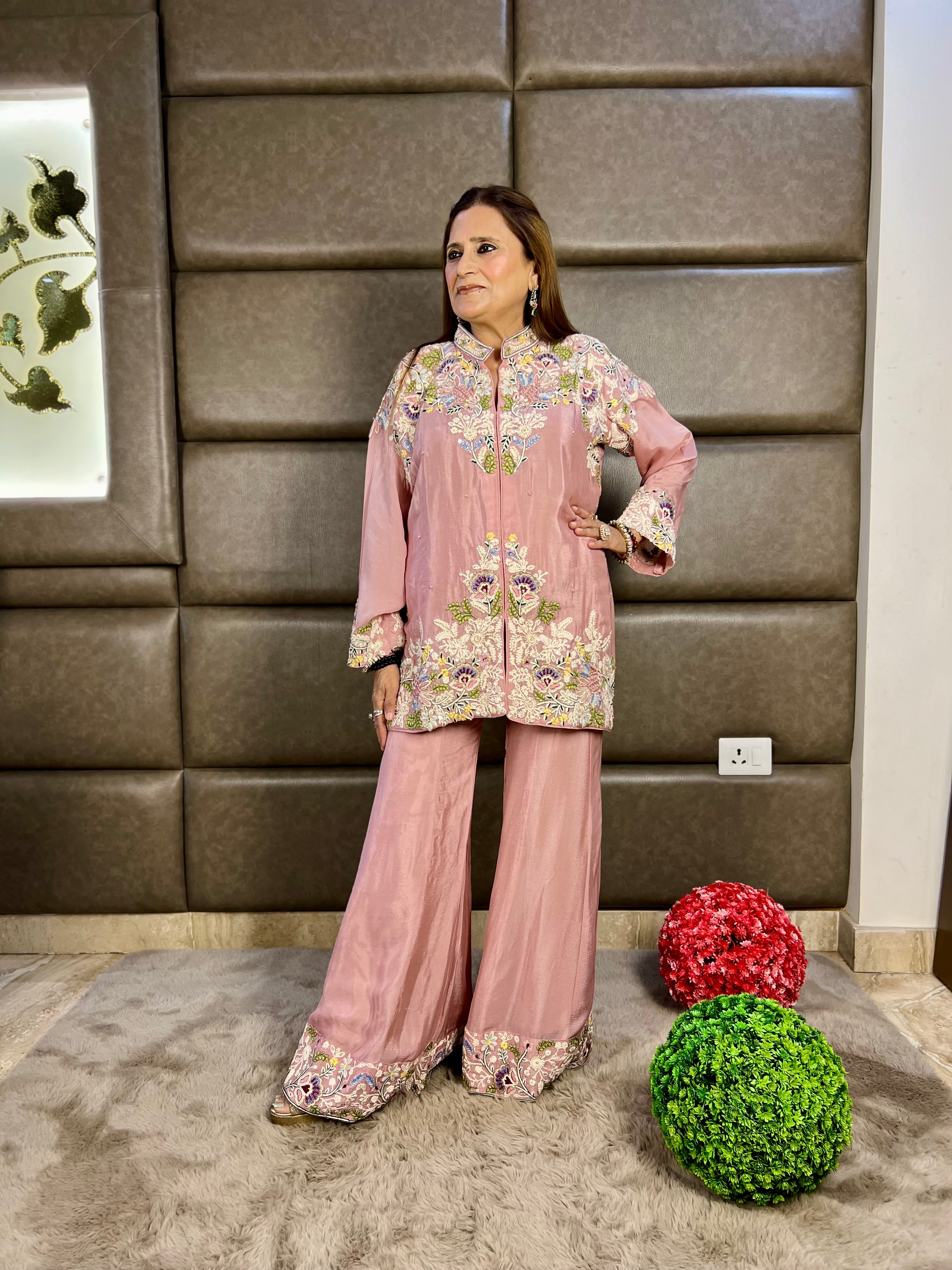Thousand Multi-Thread Embroidery Chinon Sharara Set