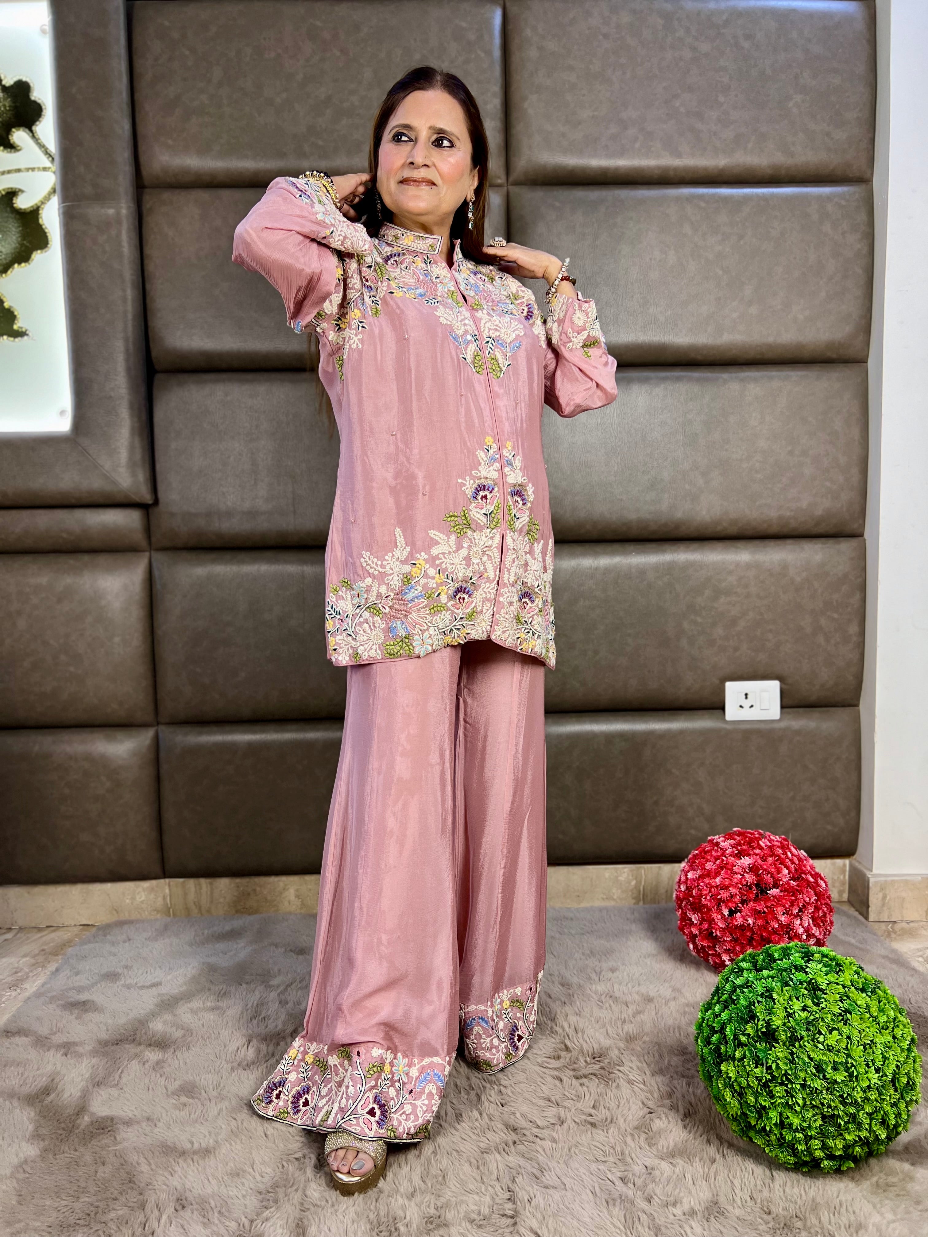 Thousand Multi-Thread Embroidery Chinon Sharara Set