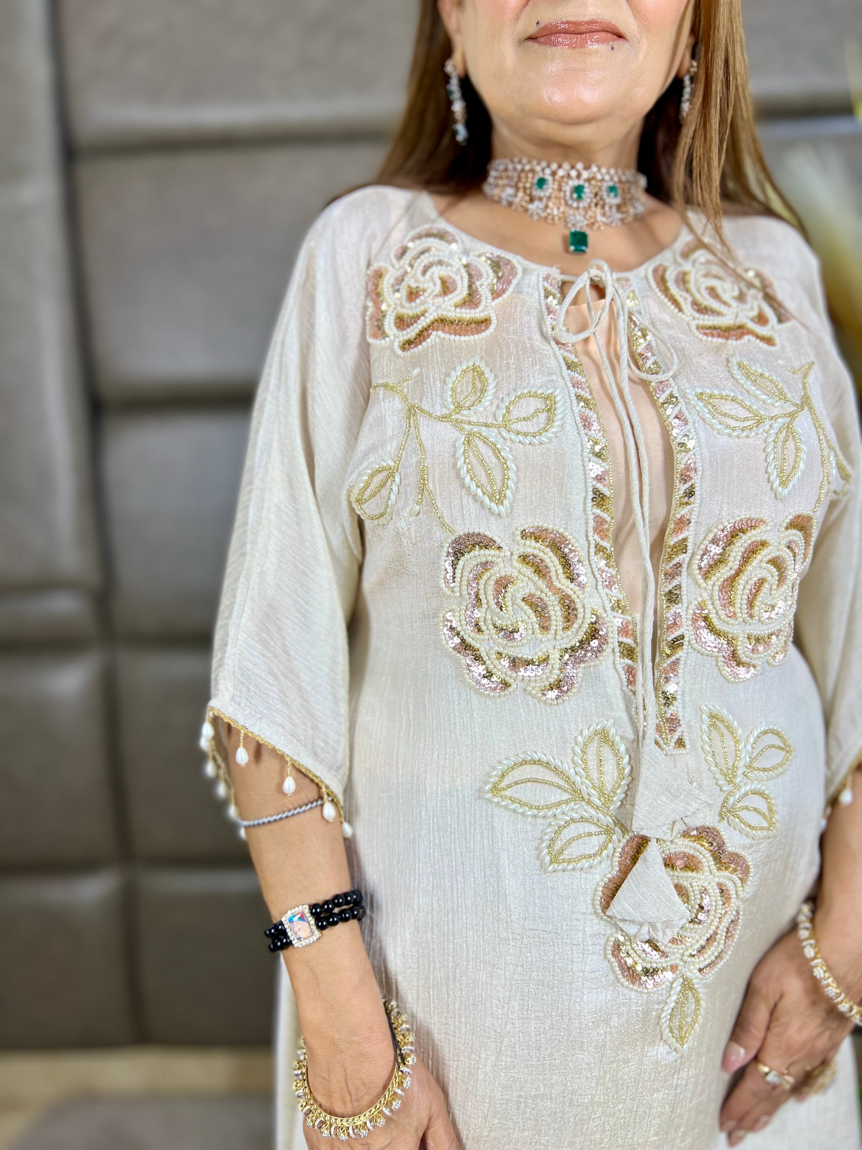 Petal work kaftaan - 3 piece set
