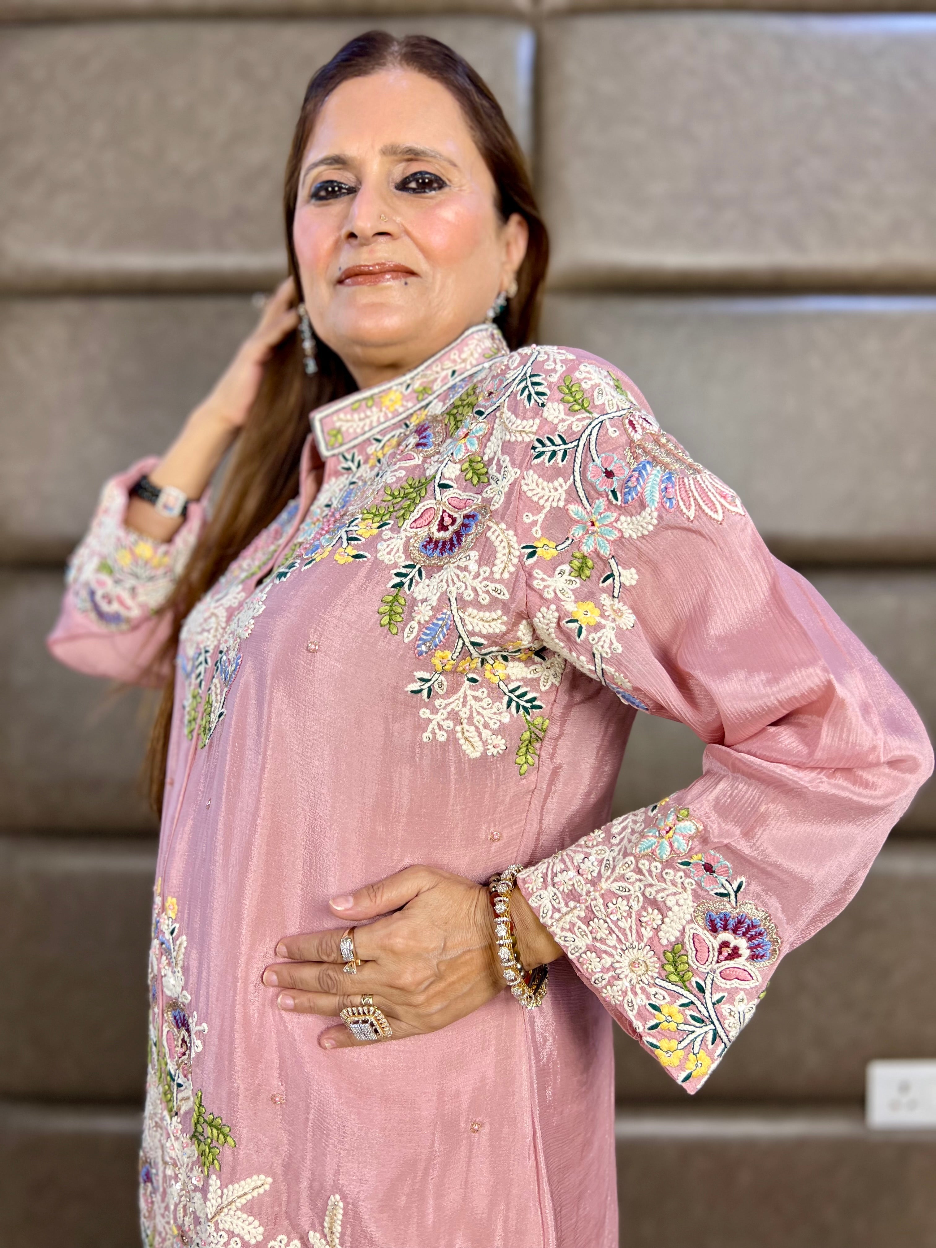 Thousand Multi-Thread Embroidery Chinon Sharara Set