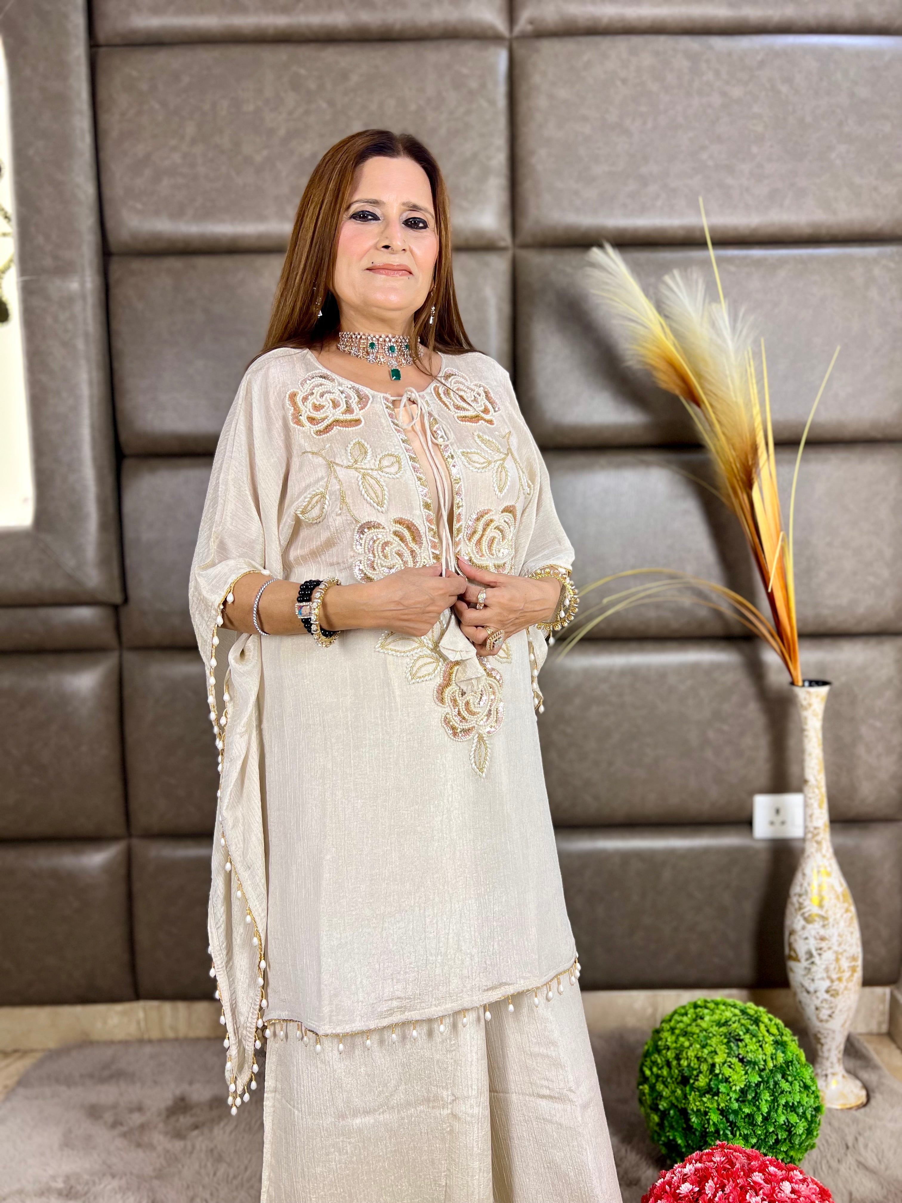 Petal work kaftaan - 3 piece set