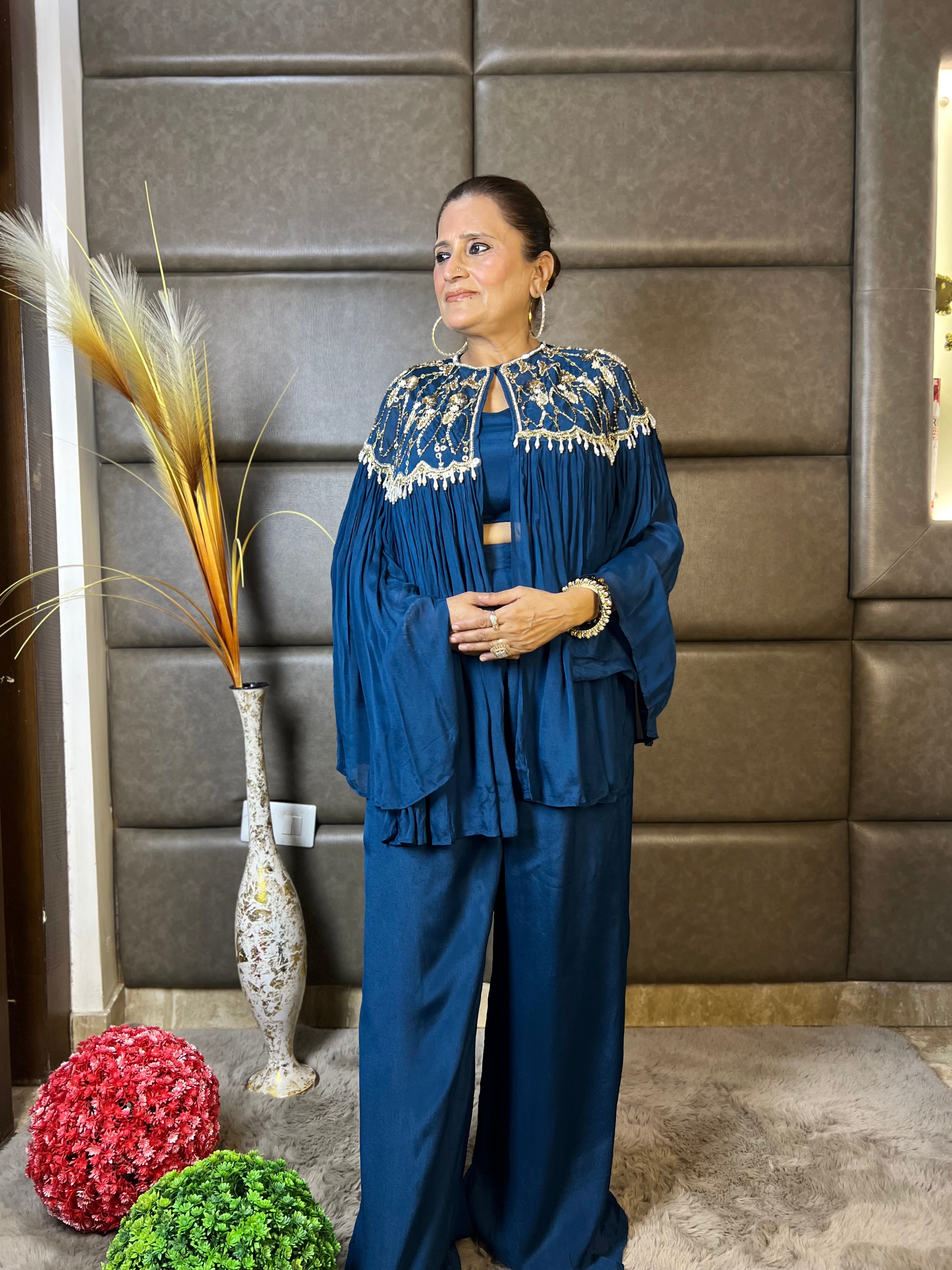 THE DREAM CAPE SET – 3-Piece Designer Chinon Co-Ord Set