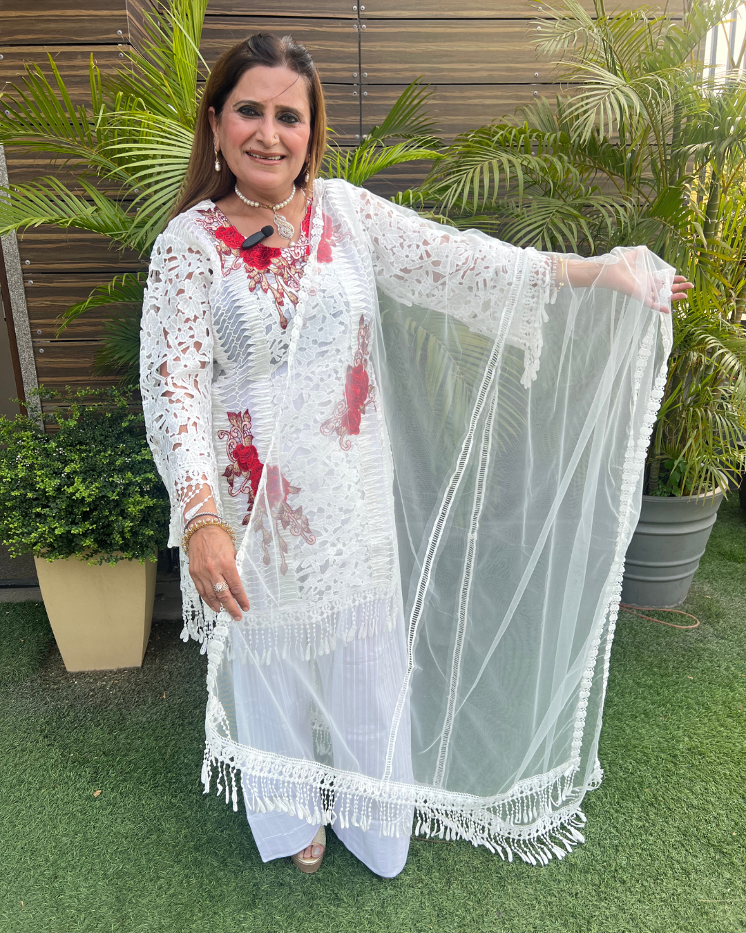 Chandani White Cotton Shiffli Suit