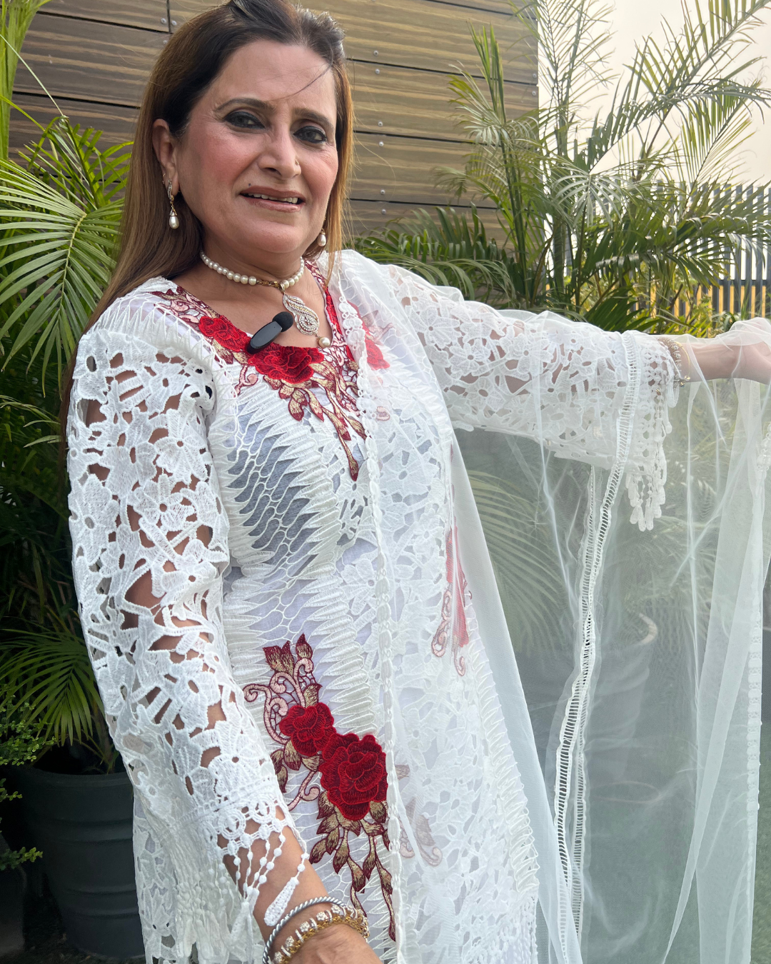 Chandani White Cotton Shiffli Suit