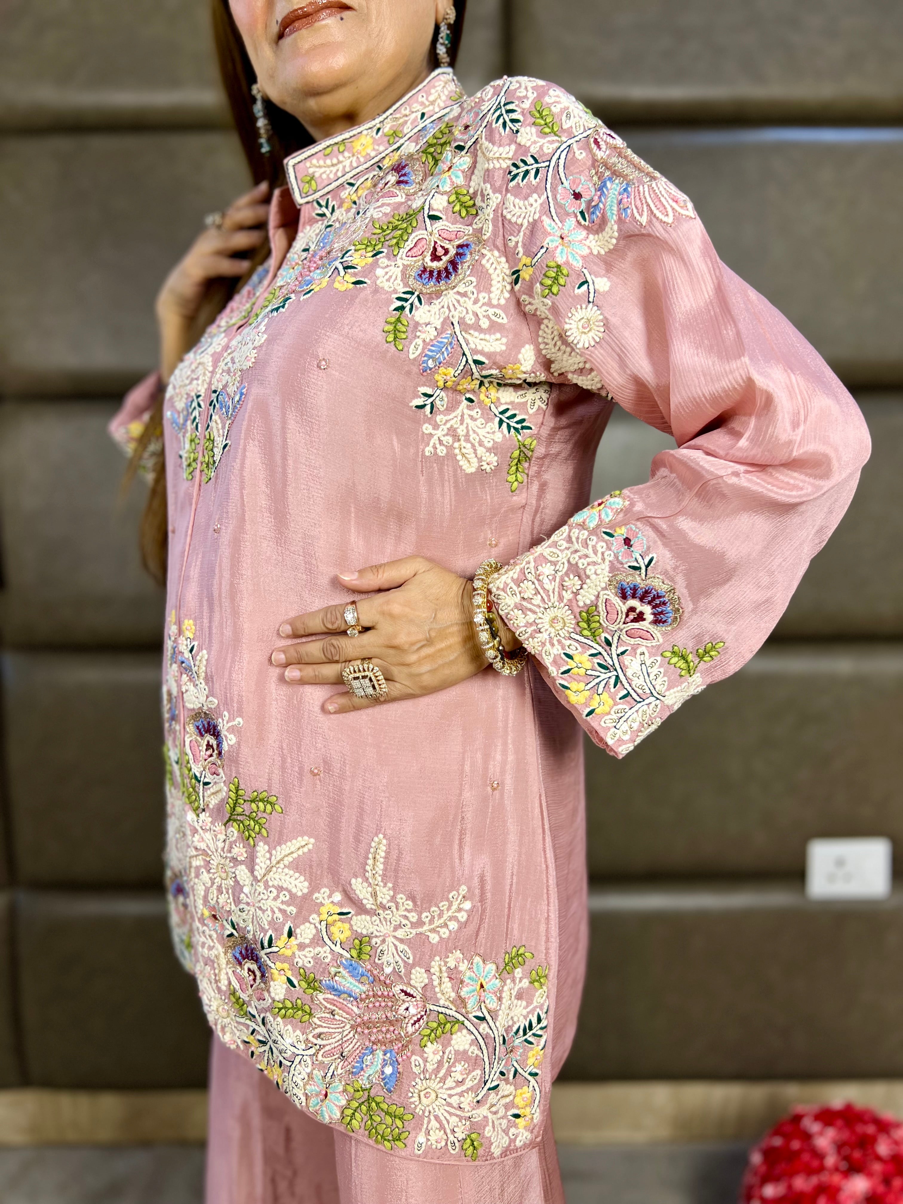 Thousand Multi-Thread Embroidery Chinon Sharara Set