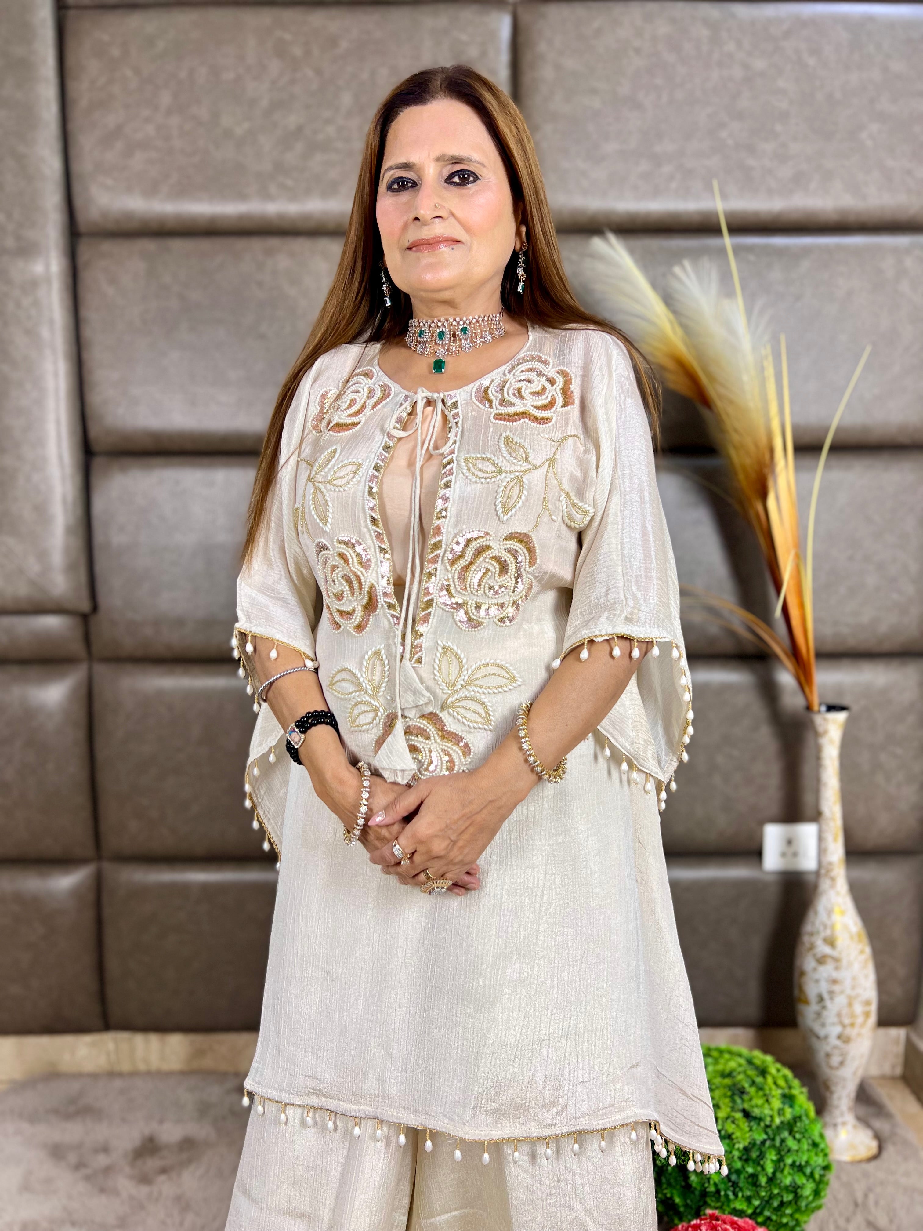 Petal work kaftaan - 3 piece set