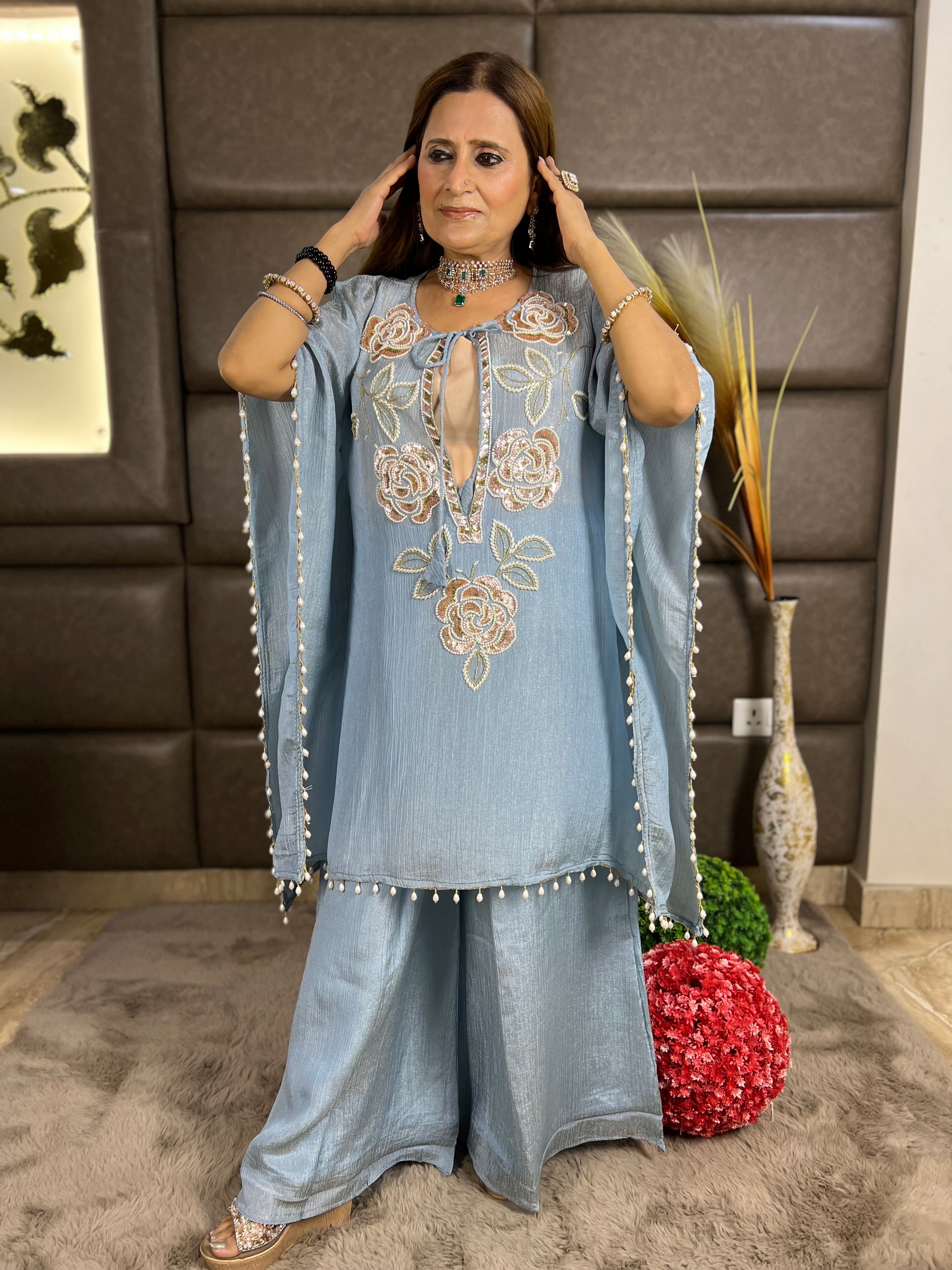 Petal work kaftaan - 3 piece set