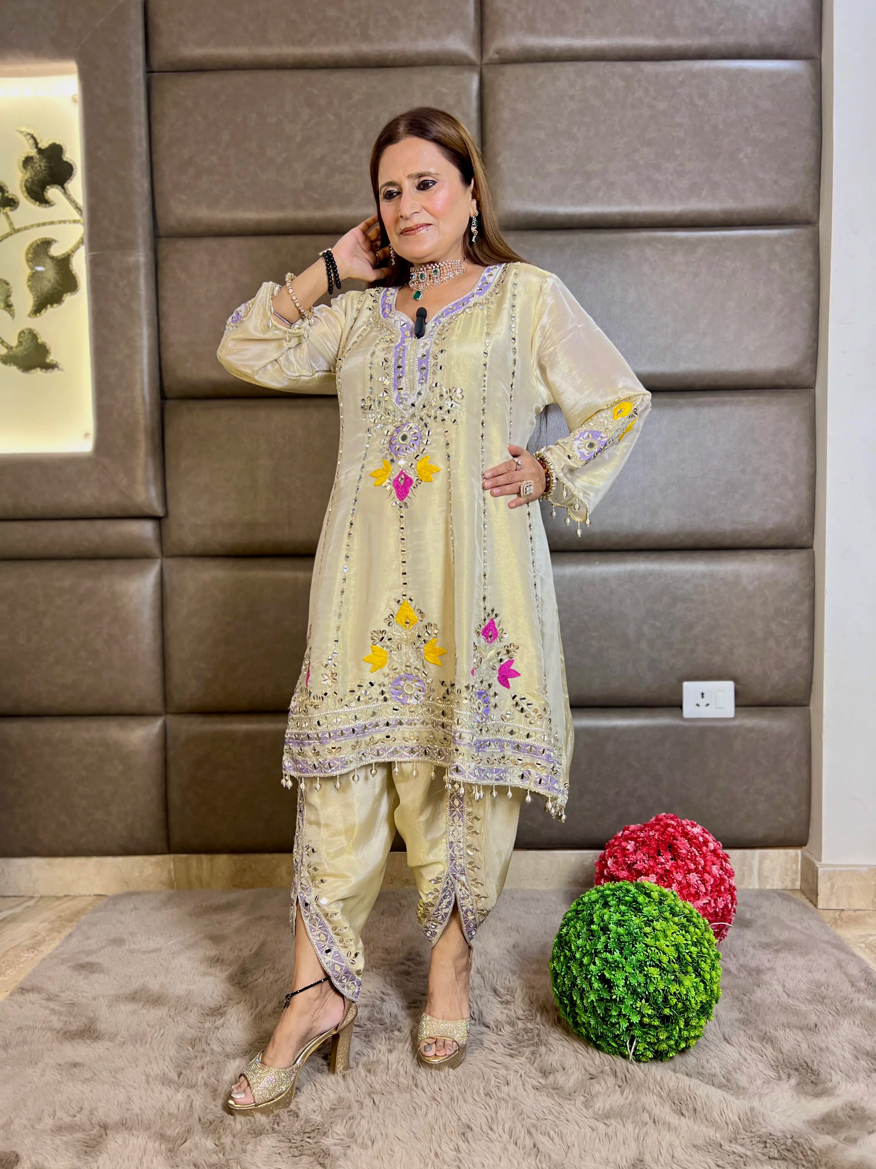 The Tulip Charm – Festive Shimmer Tissue Anarkali