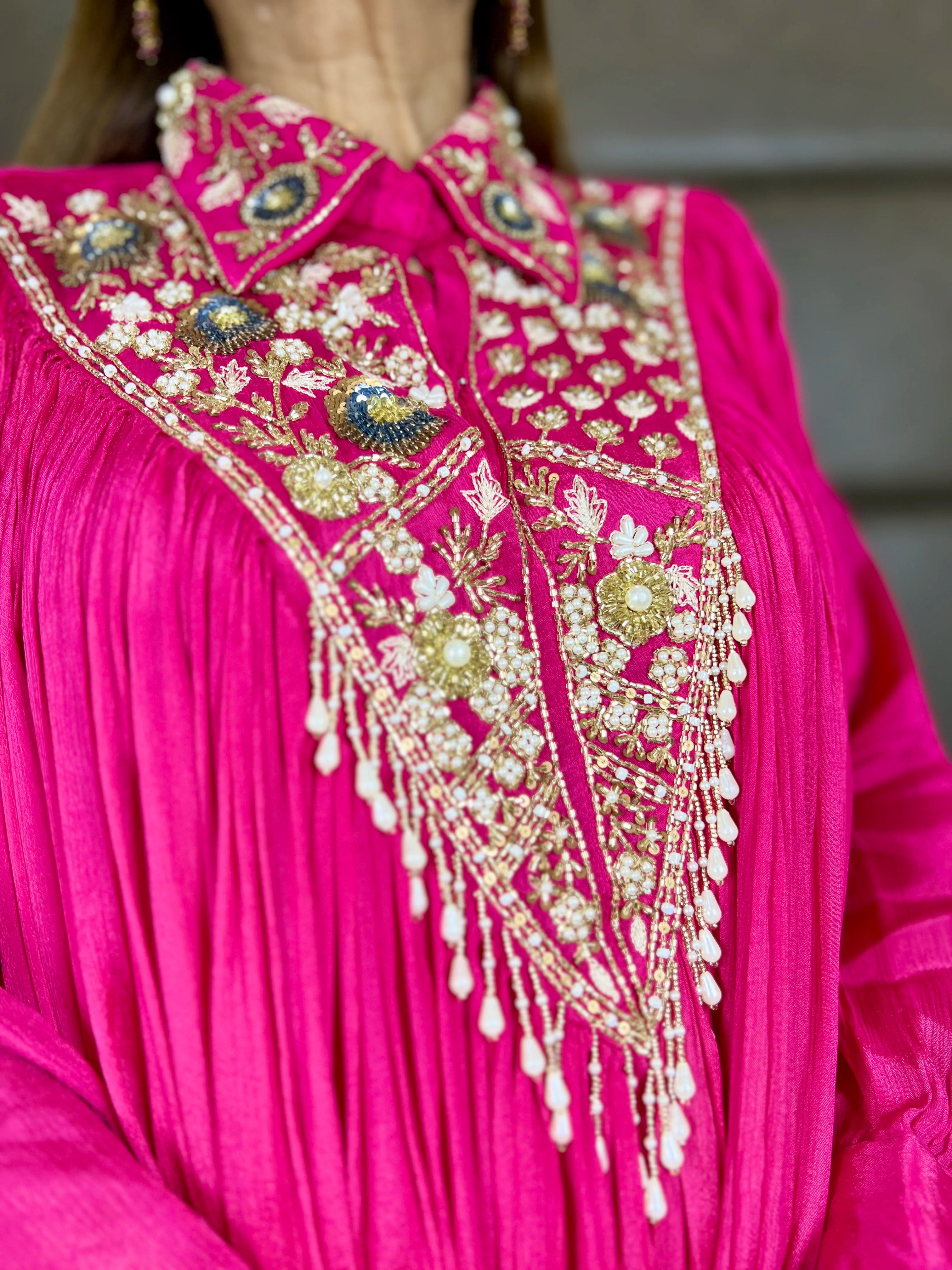 Pure Chinon Designer Handwork Shirt & Garara Set
