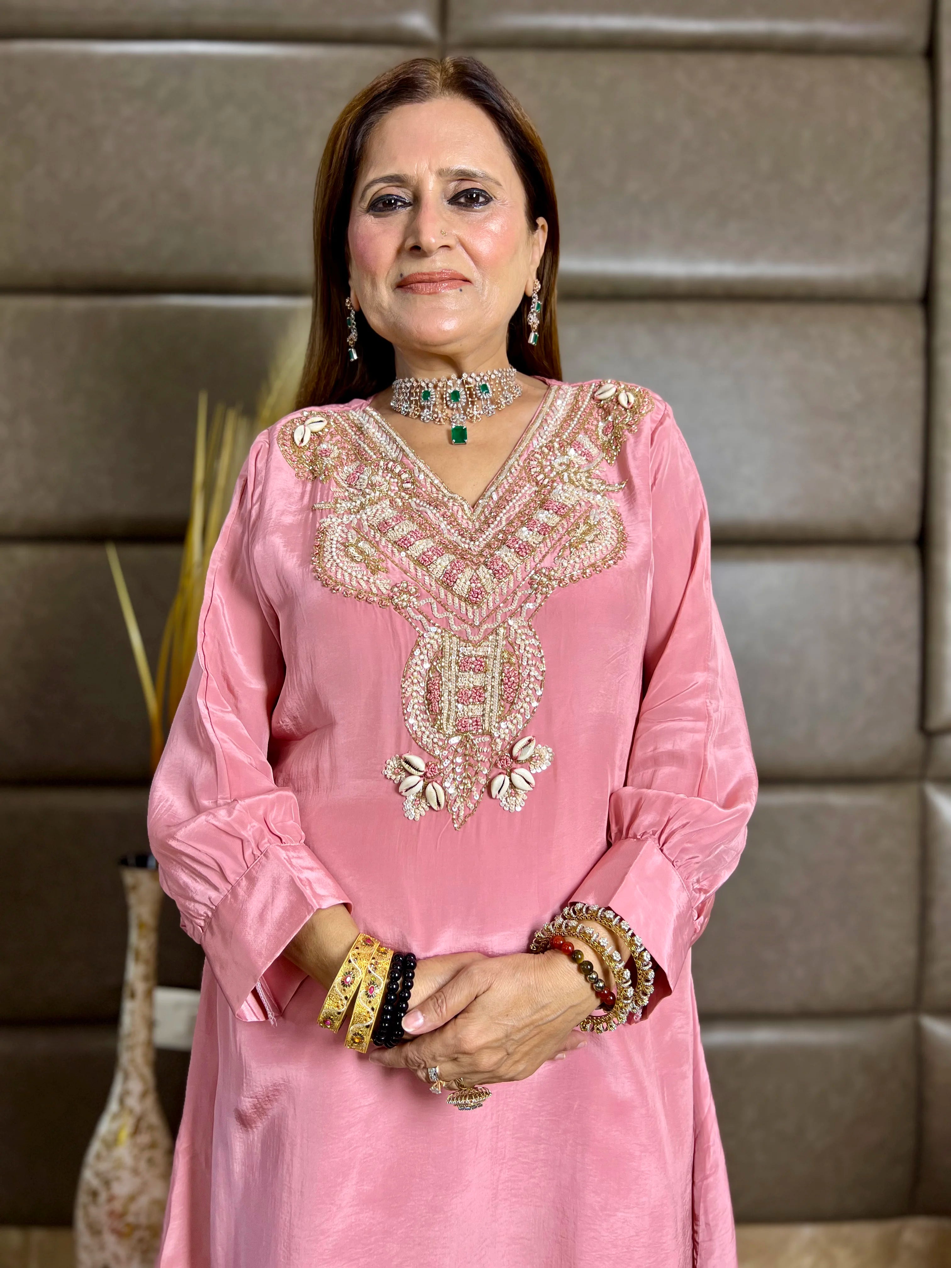 Pure Crepe Handwork Shirt & Palazzo Set