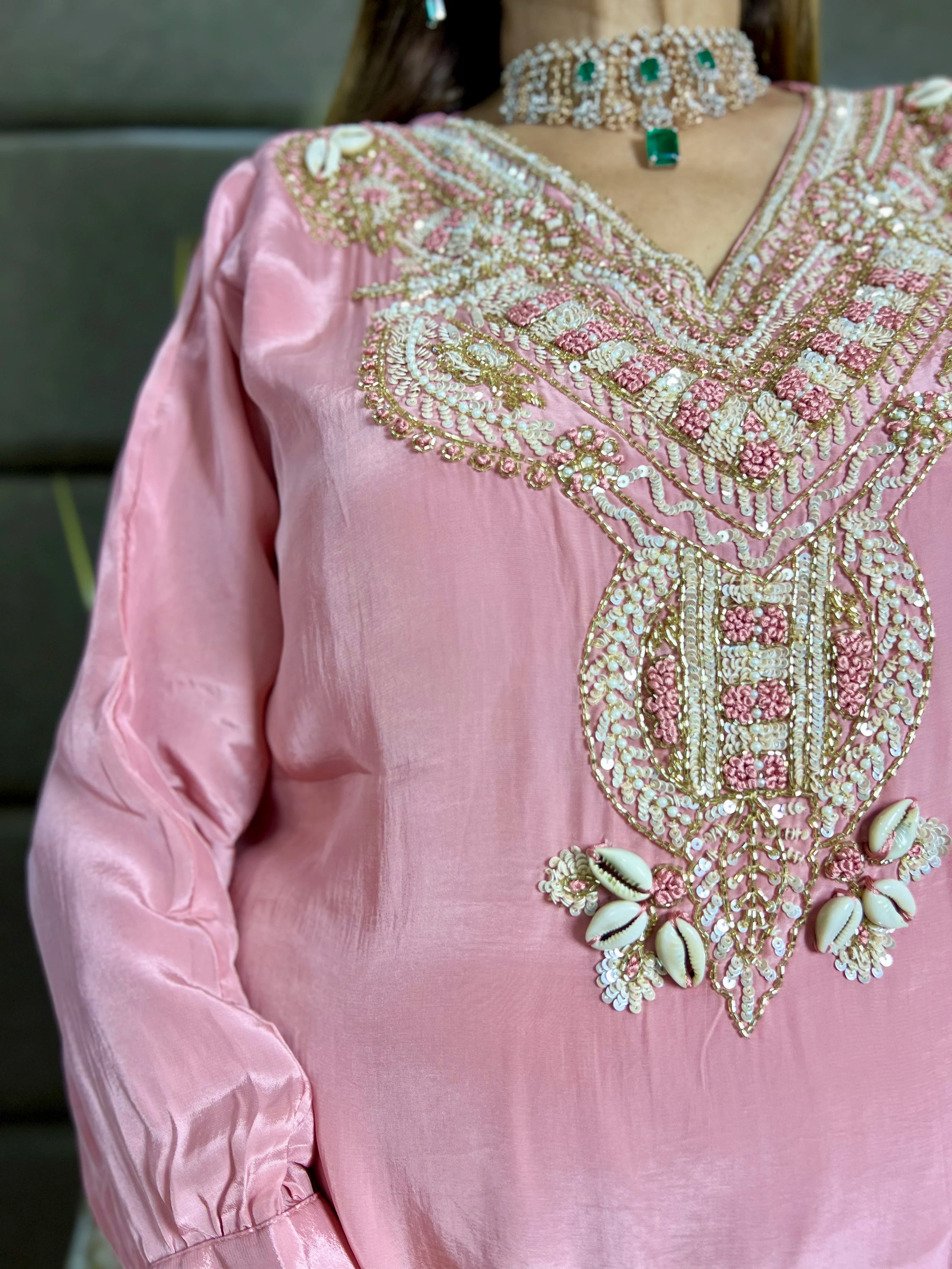 Pure Crepe Handwork Shirt & Palazzo Set