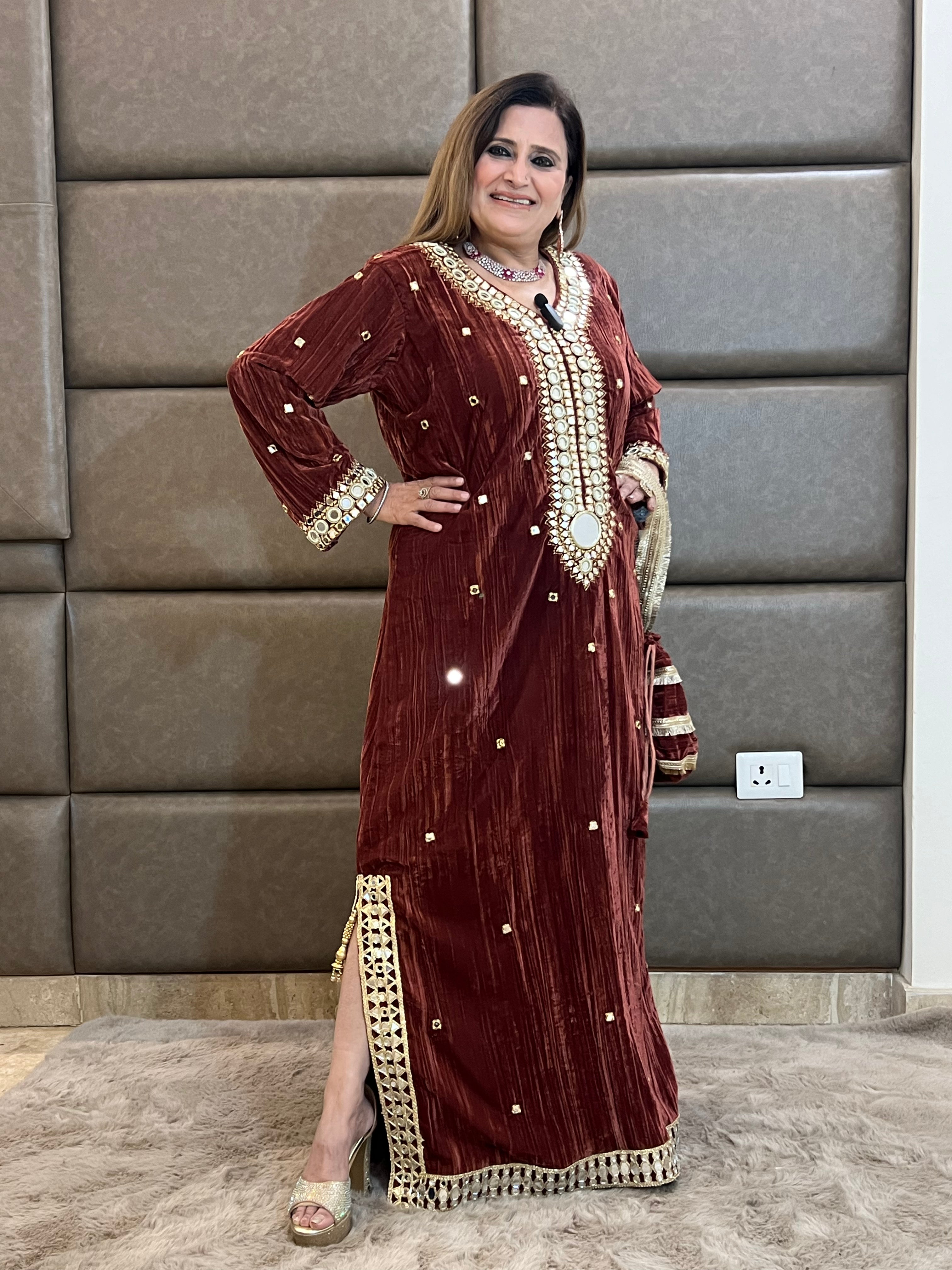 Roohani Velvet Long Dress