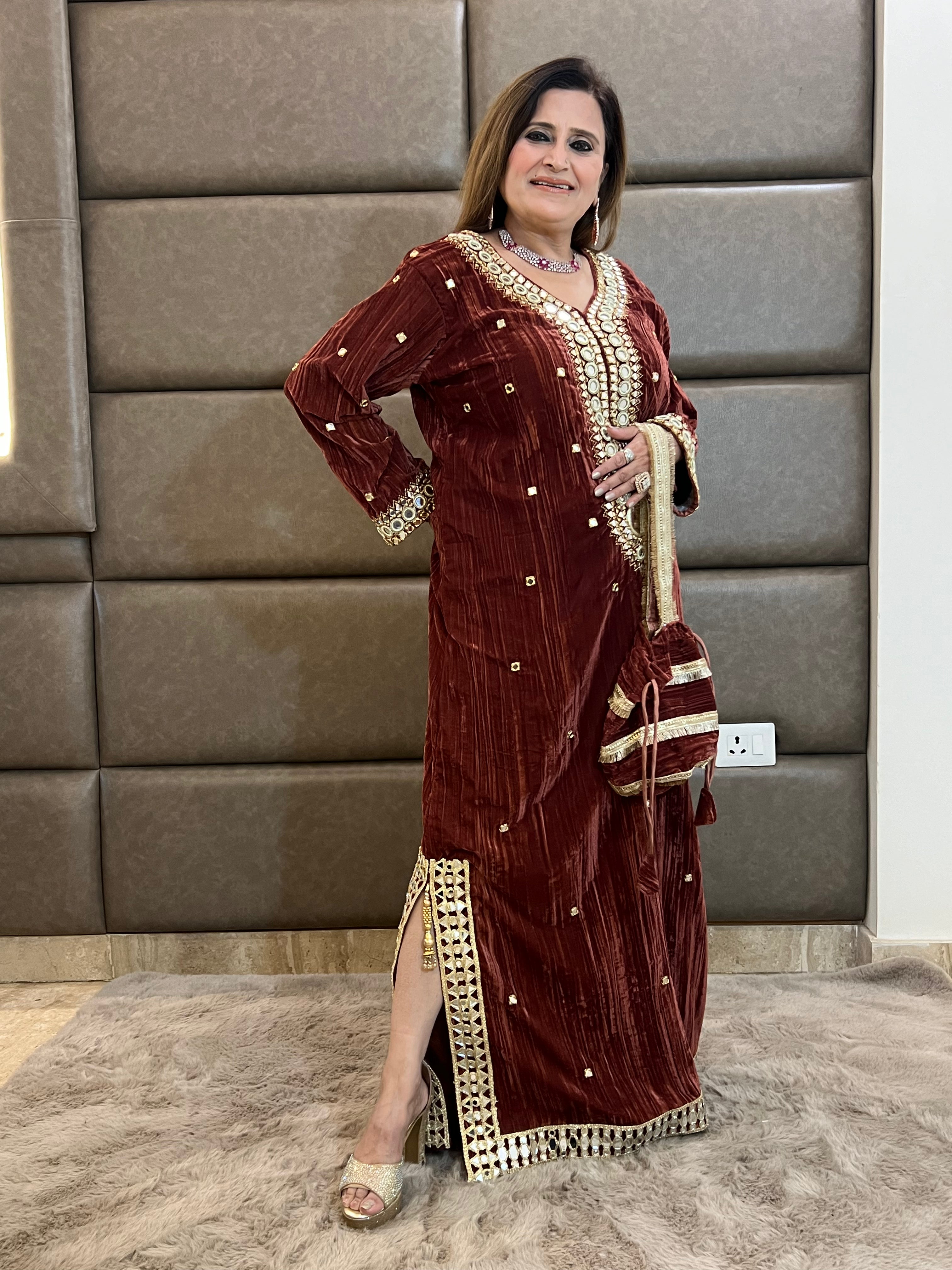 Roohani Velvet Long Dress