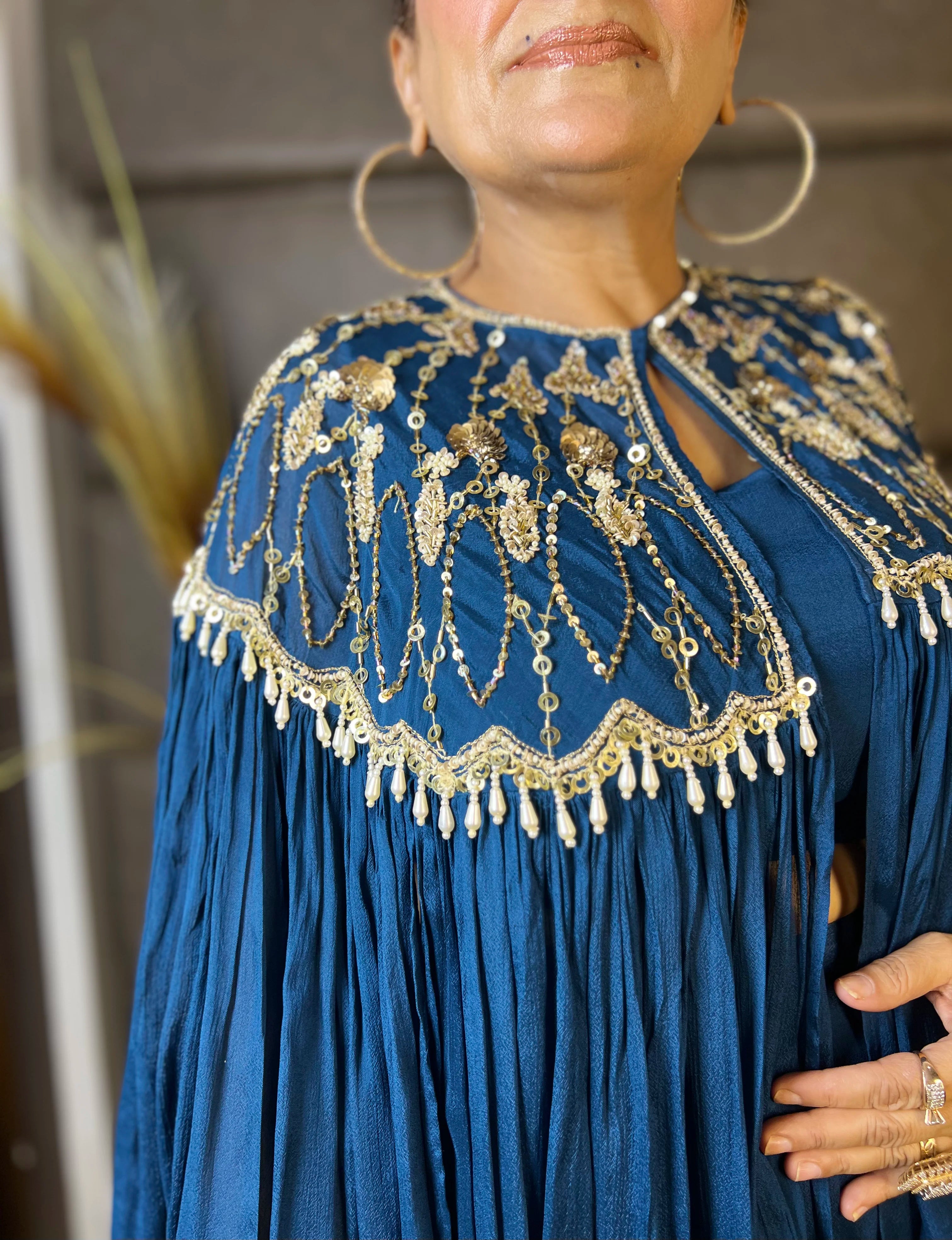 Dream Cape Set – Designer Chinon Cape, Bustier & Palazzo Set