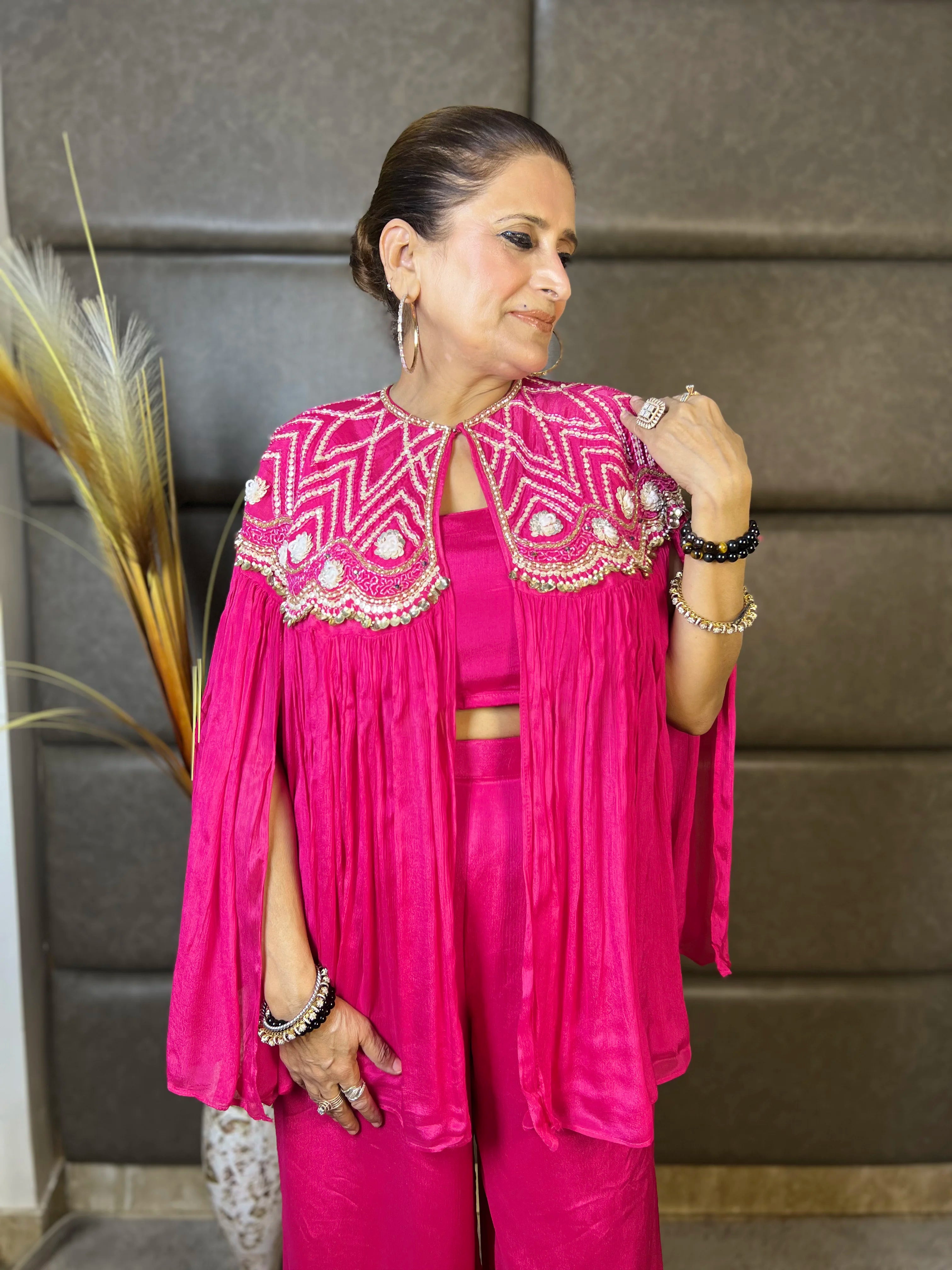 Dream Cape Set – Designer Chinon Cape, Bustier & Palazzo Set