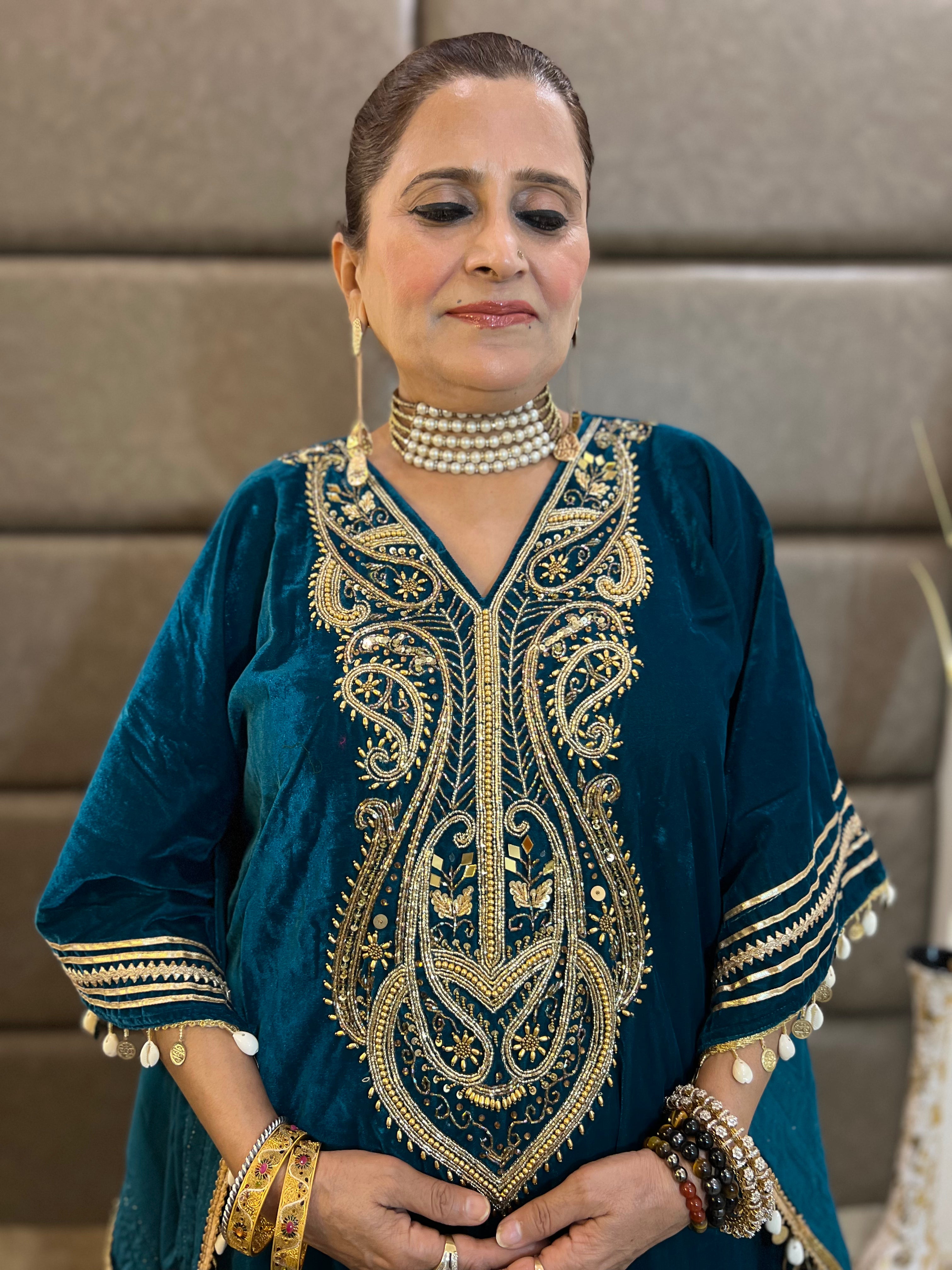 Indo-Western Velvet Kaftan