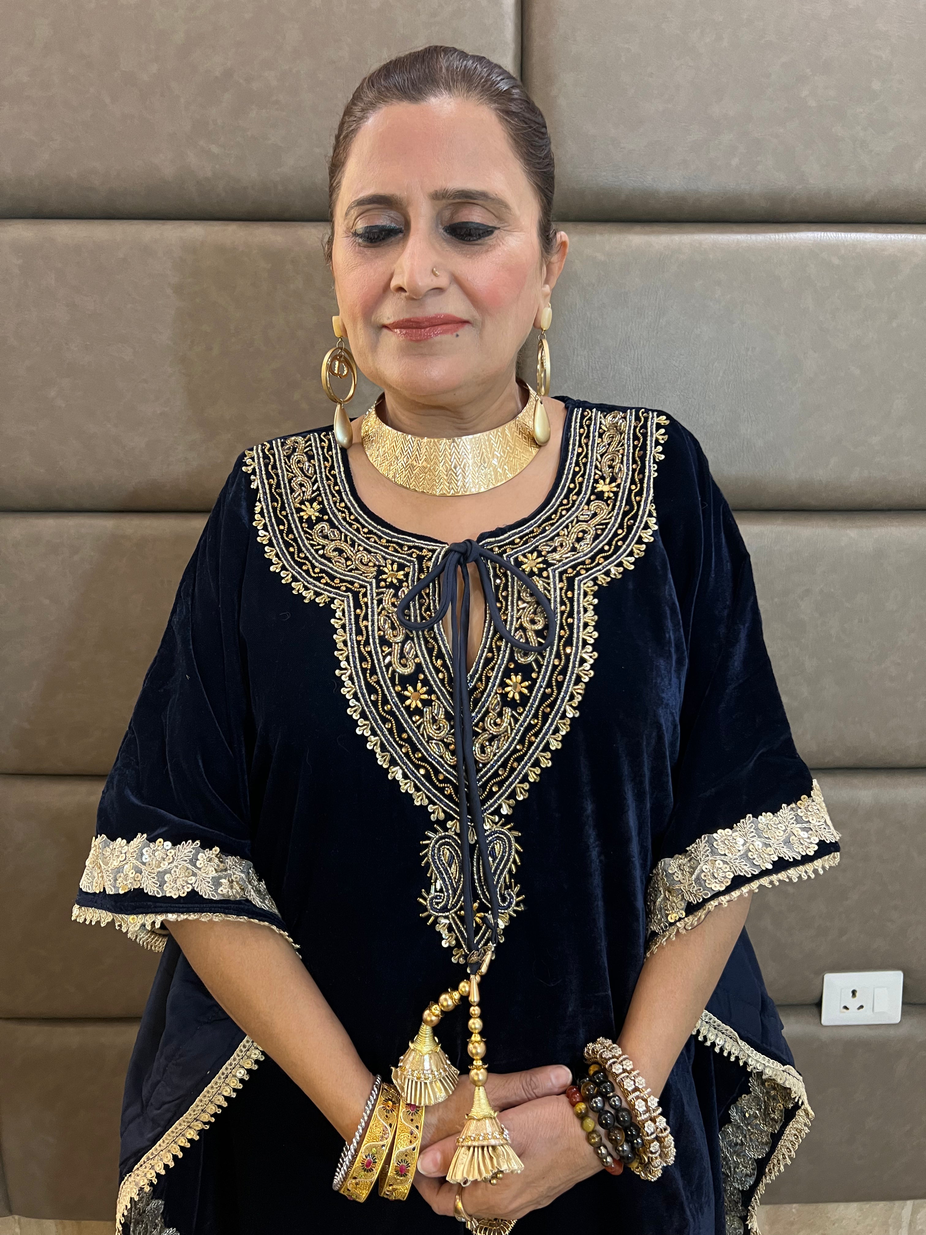 Indo-Western velvet kaftan